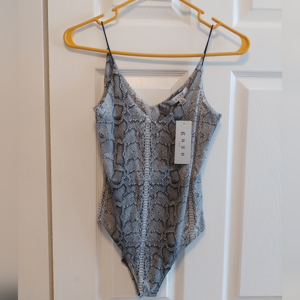 Gaze Snakeskin Print Bodysuit Size XS NWT